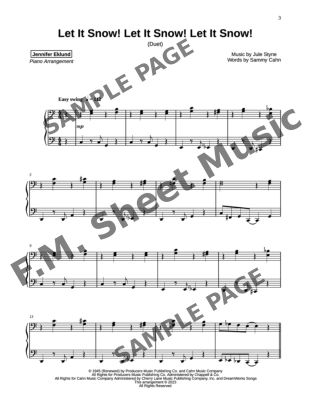 Let It Snow Let It Snow Let It Snow Beginner Solo With Duet By Sammy Cahn Fm Sheet 